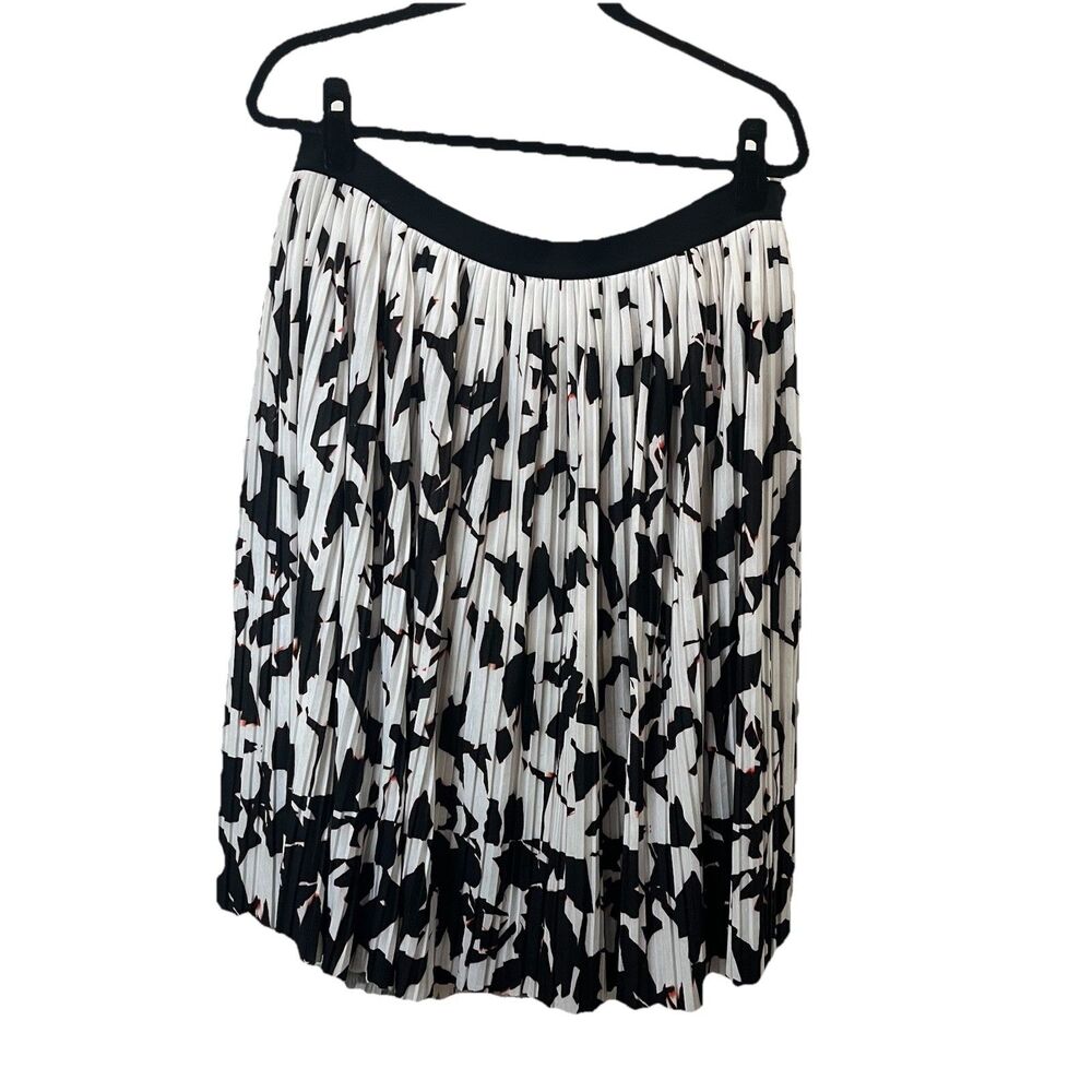 Apt. 9 Skirt Women Sz XL White Black Pleated Lined Animal Print Geometric Skirt